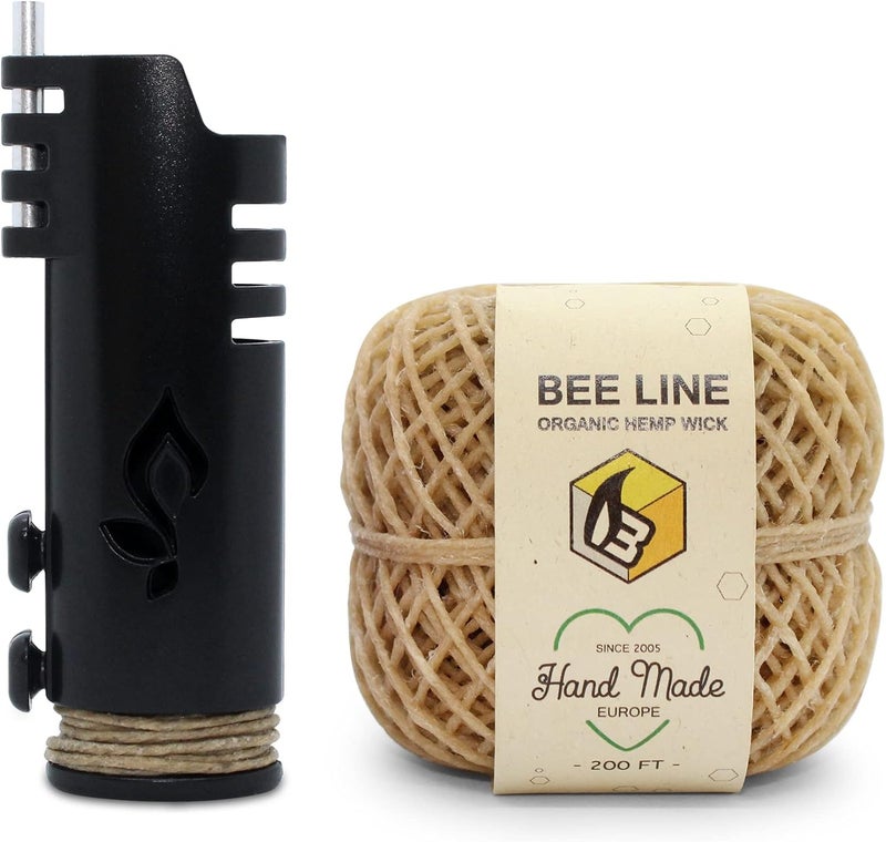 Hemplights Hemp Wick Bundle Pack: 200 FT Beeline Roll + 1 Wick Lighter (Black) - Image 1